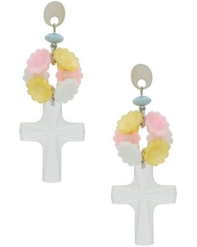 Amir Slama Clear Cross Earrings - Multicolour