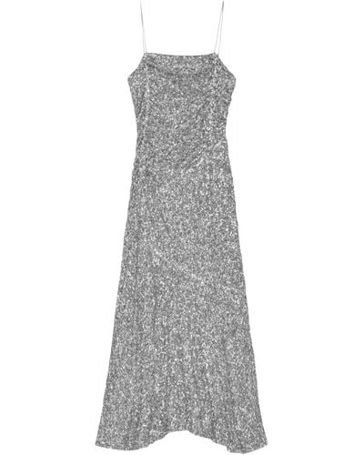 Ganni Sequin-embellished Maxi Dress - Grey