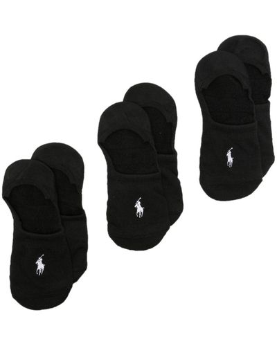 Polo Ralph Lauren Pack de tres pares de calcetines con logo bordado - Negro