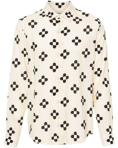 Sandro Geometric-print Poplin Shirt - Natural