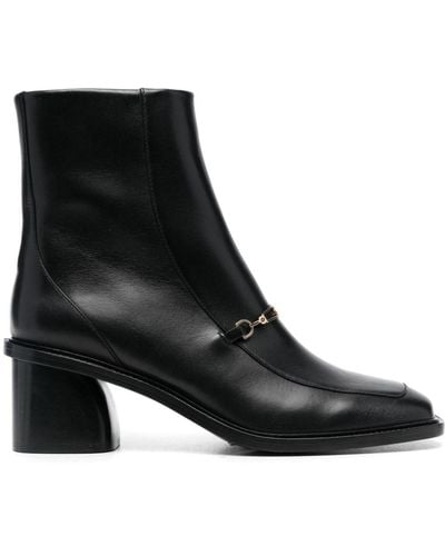 Sandro 60mm Buckle-detailing Leather Boots - Black