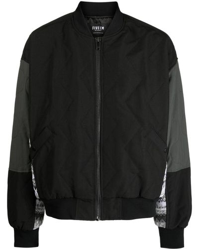 FIVE CM Knitted-panels Quilted Bomber Jacket - Black