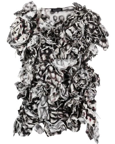 Gianluca Capannolo Blusa con bordado floral en 3d - Negro