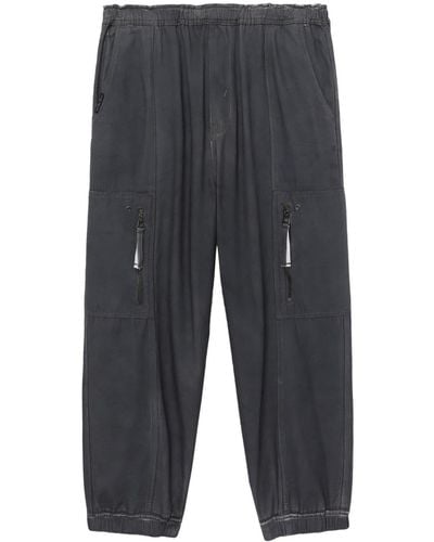 Izzue Tapered Cotton Trousers - Grey