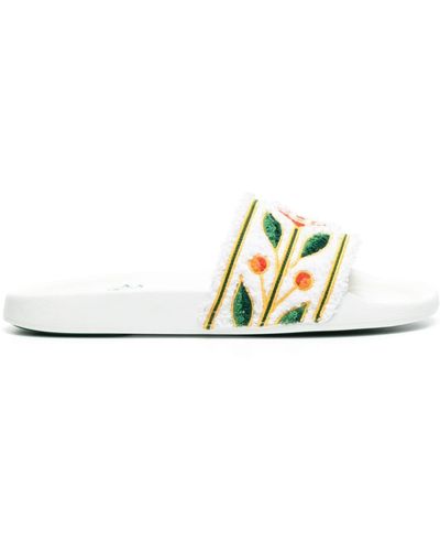 Casablancabrand Embroidered terry-cloth slides - Blanco