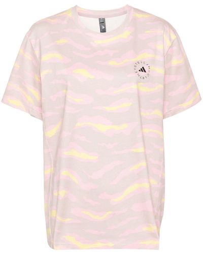 adidas By Stella McCartney T-Shirt aus Bio-Baumwolle mit Print - Pink