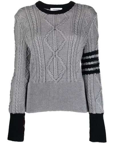 Thom Browne Pullover Met Vier Strepen - Grijs