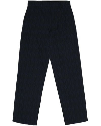 LABRUM LONDON Monogram-jacquard Straight-leg Trousers - Blue