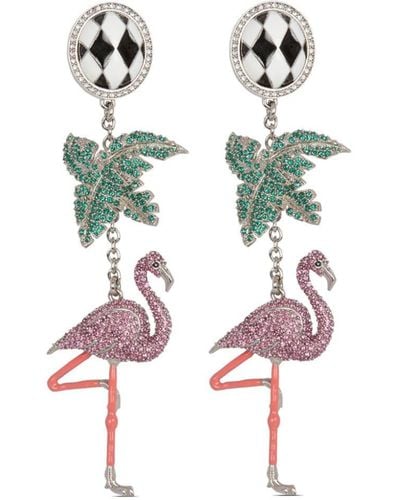 Balmain Pendientes Flamingo con cristales - Blanco