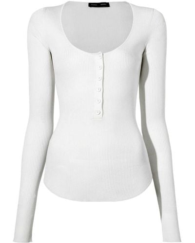 Proenza Schouler Fine-knit Long-sleeve Cardigan - White