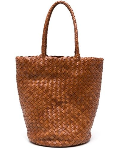 Dragon Diffusion Jacky Bucket Woven Leather Bag - Brown
