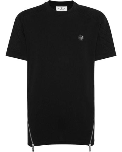 Philipp Plein Zip-detail Cotton T-shirt - Black
