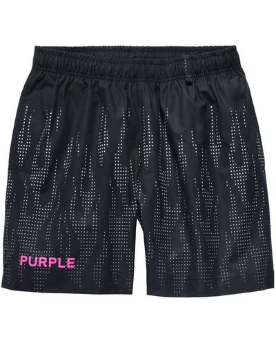 Purple Brand Micro-dot Print Elasticated-waistband Shorts - Blue
