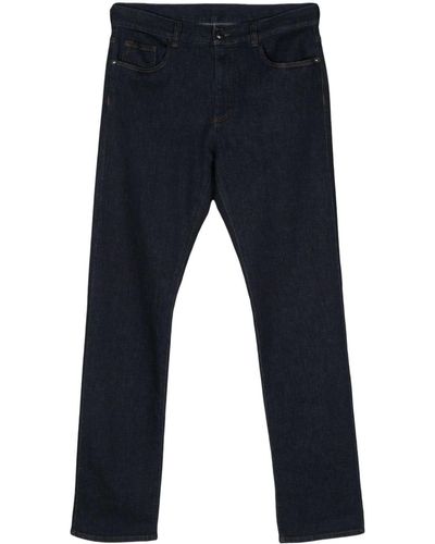 Canali Logo-patch Straight Jeans - Blue
