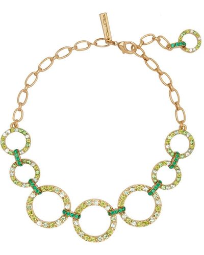 Collier Ras Du Cou Oscar De La Renta - Cœur Bleu En Cristal, Plaqué Or, Style Rétro