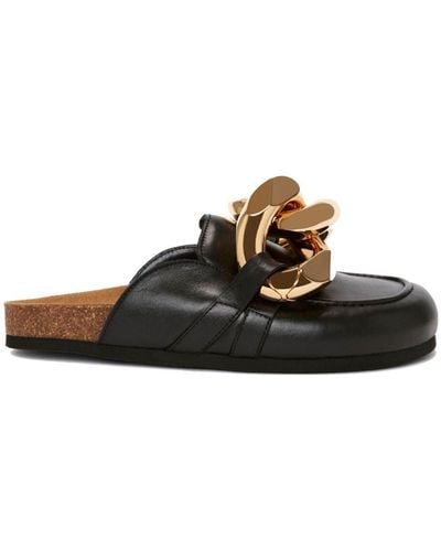 JW Anderson Chain-link Leather Mules - Black