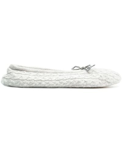 N.Peal Cashmere Cable Slippers - White