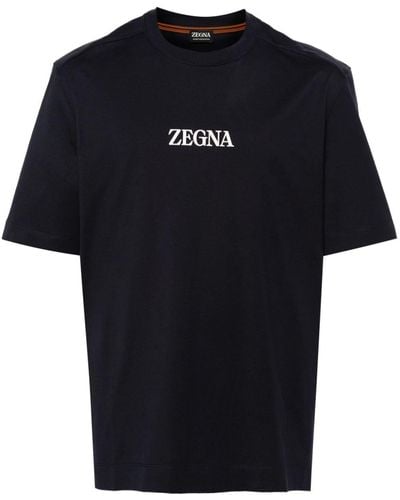 Zegna T-Shirt mit Logo-Applikation - Schwarz