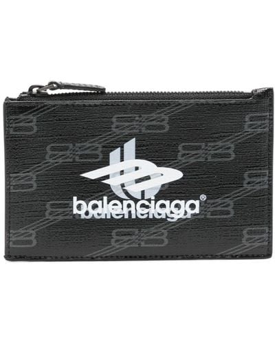 Balenciaga Logo-print Patent Leather Wallet - Black