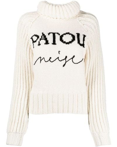Patou Intarsien-Pullover mit Logo - Weiß