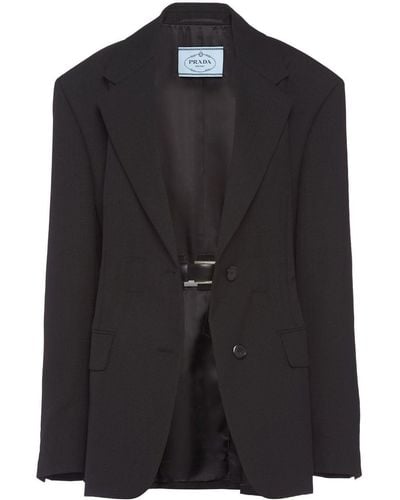 Prada Blazer de vestir con logo triangular - Negro