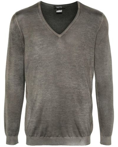 Avant Toi V-neck Fine-knit Sweater - Gray