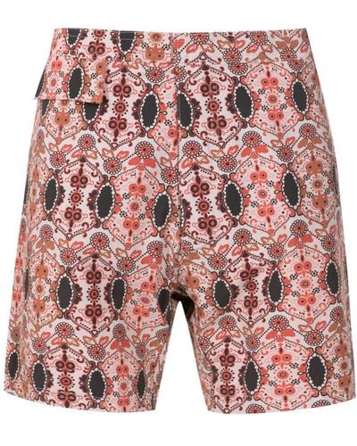 Amir Slama Graphic-print Concealed-fastening Shorts - Red