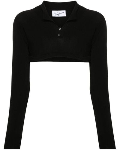 VAQUERA Logo-print Cropped Polo Shirt - Black