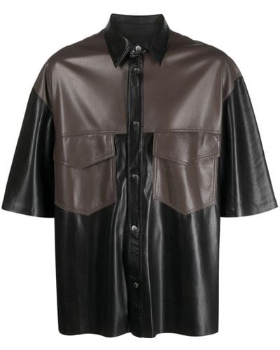 Nanushka Black Mance Faux-leather Shirt - Men's - Polyester/polyurethane