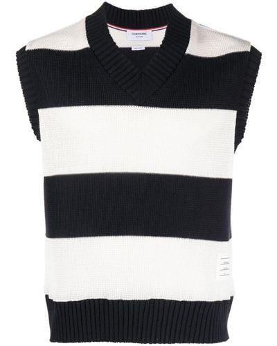 Thom Browne Rugby Stripe Cotton Vest - Black