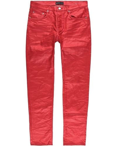 Purple Brand Crinkled Skinny Jeans - Red
