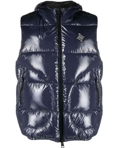 Herno Logo-plaque Hooded Down Gilet - Blue