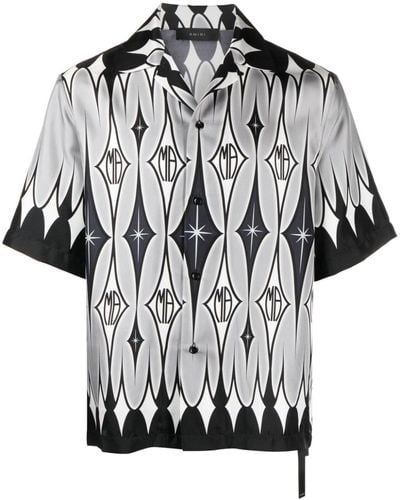 Amiri Hemd aus Seide mit Argyle-Muster - Grau