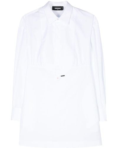 DSquared² Logo-plaque Cotton Shirt Dress - White