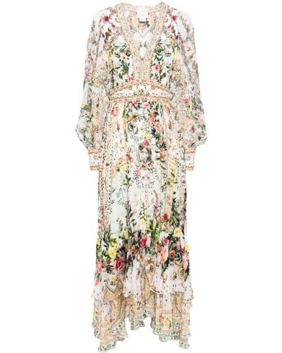 Camilla Floral-print Silk Maxi Dress - Natural