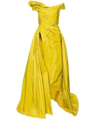Elie Saab Asymmetric Taffeta Gown - Yellow