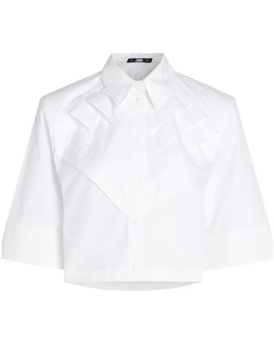 Karl Lagerfeld Pleat Detail Cropped Shirt - White
