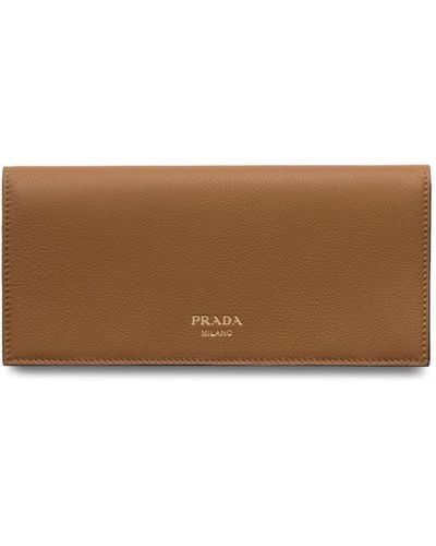 Prada Leather Envelope Wallet - Brown