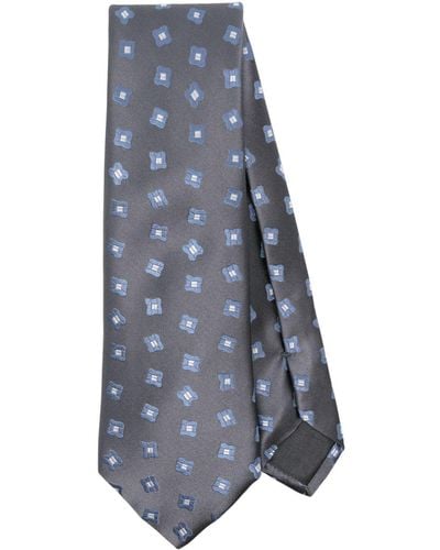 Giorgio Armani Cravate en soie à fleurs - Bleu