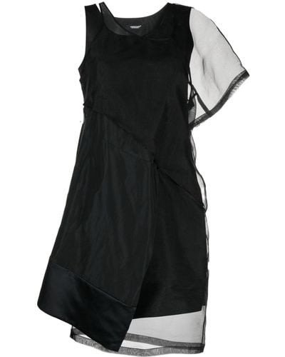 Undercover Asymmetric Layered Single-sleeve Minidress - Black