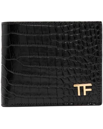 Tom Ford Crocodile-effect Leather Wallet - Black