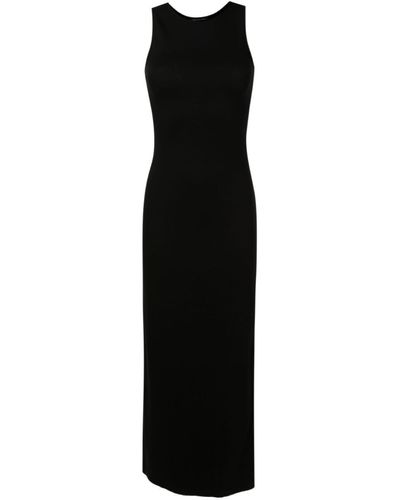 Armani Exchange サイドスリット ノースリーブドレス - ブラック