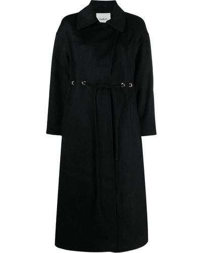 Ba&sh Manteau Kate en laine mélangée à lien de resserrage - Noir