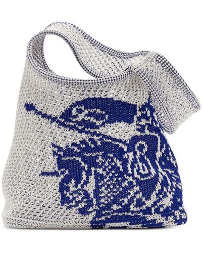 Burberry Equestrian Knight Crochet-knit Bag - Blue