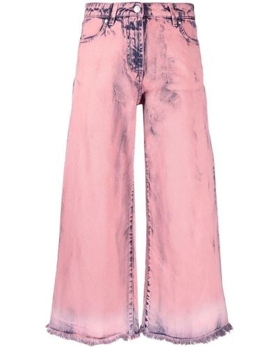 MSGM Acid-effect Wide-leg Jeans - Pink