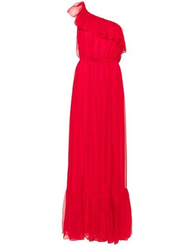 Gucci One-shoulder Silk Maxi Dress - Red