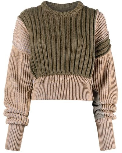MM6 by Maison Martin Margiela Patchwork Chunky Ribbed-knit Sweater - Natural