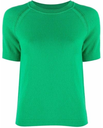Barrie Short-sleeve Cashmere Top - Green
