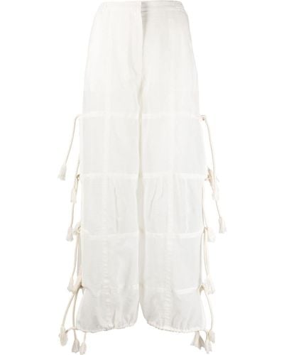Stella McCartney Pantalones rectos con lazo lateral - Blanco