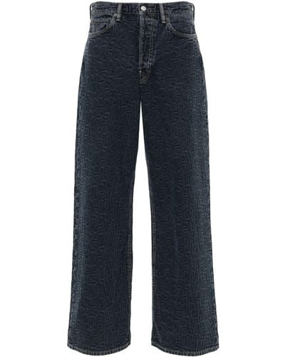 Acne Studios Monogram-jacquard Straight-leg Jeans - Blue